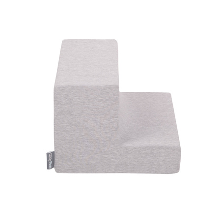 KiddyMoon Aire De Jeux en Mousse avec Carré Piscine À Balles pour Enfants, gris clair: perle/gris/transparent/rose poudré, Piscine (100 Balles) + Marches
