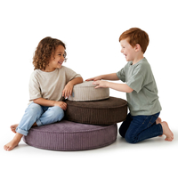 KiddyMoon Ensemble 3 Modules en Mousse pour Enfants pour Chambre D'enfant, beżowy-brązowy-fioletowy
