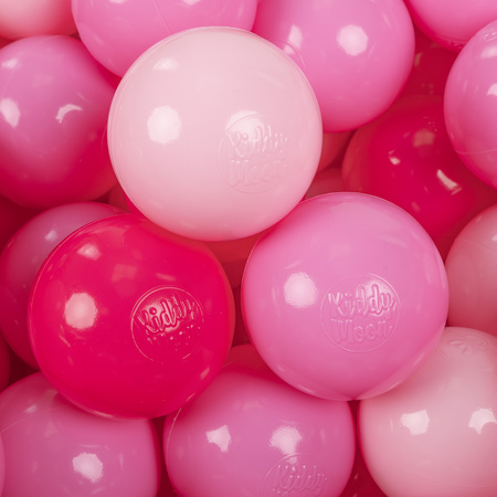 KiddyMoon Balles Colorées Plastique ∅7cm pour Piscine Enfant Bébé Fabriqué en EU, rose poudré/rose/rose foncé, 200 Balles/7cm
