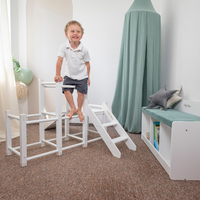 KiddyMoon aire de jeux en bois avec toboggan pour enfants, blanc, UNI