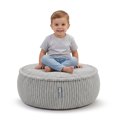 KiddyMoon Pouf enfant en mousse avec housse amovible, gris clair, L
