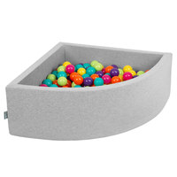 KiddyMoon Piscine à Balles ∅ 7Cm pour Bébé Quart Angulaire Fabriqué En UE, gris clair: vert cl/jaune/turq/orang/rfoncé/violet, 90x30cm/300 balles