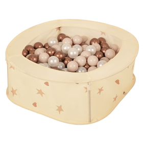 NK-200X piscine aire de jeux pliable avec balles, beige clair: beige pastel/cuivre/perle, 100 Balles
