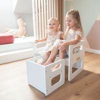 KiddyMoon Table et Chaise pour Enfants Petit Bureau, Blanc, Table: 61x44x44 cm/Chaise: 30x30x30 cm