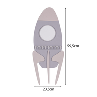Déco murale KiddyMoon Relief 3D décoration en bois contreplaqué, fusée : gris, UNI