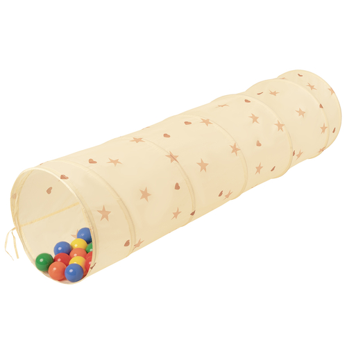 Tunnel Pliable pour Enfants Tunnel De Jeu avec Balles Jouet De Pliable Pop-Up pour Bébé Idéal pour Jouer À L'intérieur Et À L'extérieur, beige clair: jaune/vert/bleu/rouge/orange, 100 Balles