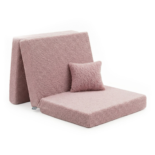 KiddyMoon Matelas Enfant avec Oreiller Et Housse Teddy Pliable en Mousse Matelas pour Tout-Petits, Chambre d'enfant, rose, Matelas avec Oreiller