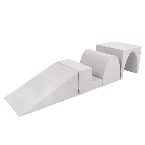 KiddyMoon Aire De Jeux en Mousse avec Carré Piscine À Balles pour Enfants, gris clair: blanc/gris/menthe, Piscine (300 Balles) + Version 3