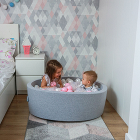 KiddyMoon Balles Colorées Plastique ∅7cm pour Piscine Enfant Bébé Fabriqué en EU, perle/gris/transparent/rose poudré, 300 Balles/7cm