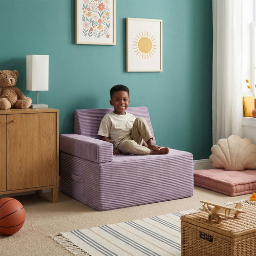 KiddyMoon Coussin Sauteur Enfant Mini Trampoline Interieur Rembourrage A Ressorts Housse Amovible En Tissu Cotele Deux Poignees Des 3 Ans, Violet, Mini Trampoline