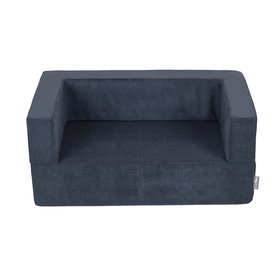 KiddyMoon Canapé en Mousse pour Enfants avec Balles Pour chambre d'enfant Léger Modulable Confortable Housse Amovible Parfait pour Jouer Lire et Se Détendre, bleu foncé, Canapé