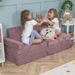 KiddyMoon Canapé Pliant pour Enfants, Canapé Convertible pour Chambre et Salle de Jeux, Matelas au Sol, Mini-Canapé, violet, Canapés avec 2 Oreillers