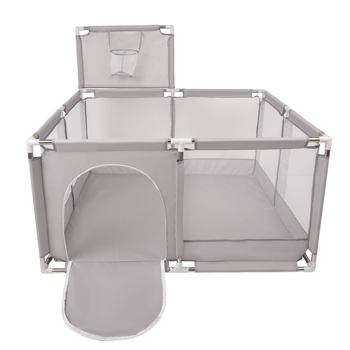 parc bébé avec balles plastiques aire de jeu pliable basket, Gris: gris/blanc/transparent/babyblue, 100 balles