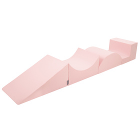 KiddyMoon Aire De Jeux en Mousse avec Rond Piscine à Balles pour Enfants, rose:rose poudre/perle/transparent, Piscine (200 Balles) + Version 5
