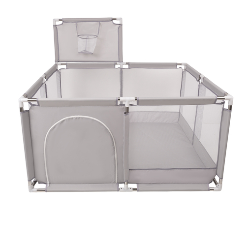 parc bébé avec balles plastiques aire de jeu pliable basket, Gris: gris/blanc/transparent/babyblue, 100 balles