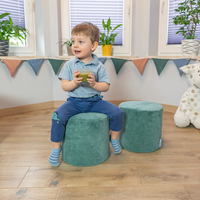KiddyMoon Aire De Jeux En Mousse Modulable Pour Enfants Avec Housses Amovibles Résistantes Et Matériaux Doux Favorisant Imagination Et Créativité, vert forêt, Tonneau