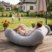 KiddyMoon Fauteuil à Bascule Gonflable À Bascule Pour l'intérieur et l'extérieur avec Poignées Et Pompe, gris, L