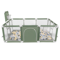 Parc Bébé avec Balles Plastiques Aire De Jeu Pliable Basket Football, vert : turquoise foncé/bleu pastel/jaune pastel/blanc, 100 balles