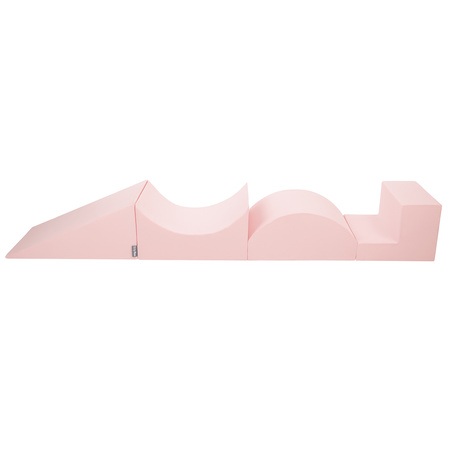 KiddyMoon Aire De Jeux en Mousse avec Carré Piscine À Balles pour Enfants, rose:rose poudre/perle/transparent, Piscine (200 Balles) + Version 5