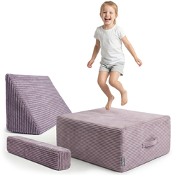KiddyMoon Coussin Sauteur Enfant Mini Trampoline Interieur Rembourrage A Ressorts Housse Amovible En Tissu Cotele Deux Poignees Des 3 Ans, Violet, Mini Trampoline Avec Dossier Et Accoudoir