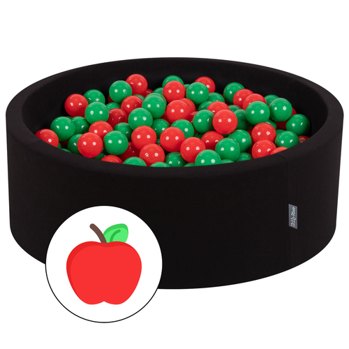 KiddyMoon Piscine à Balles ∅ 7Cm pour Bébé Rond Fabriqué En UE, pomme: vert/rouge, 90x30cm/200 balles