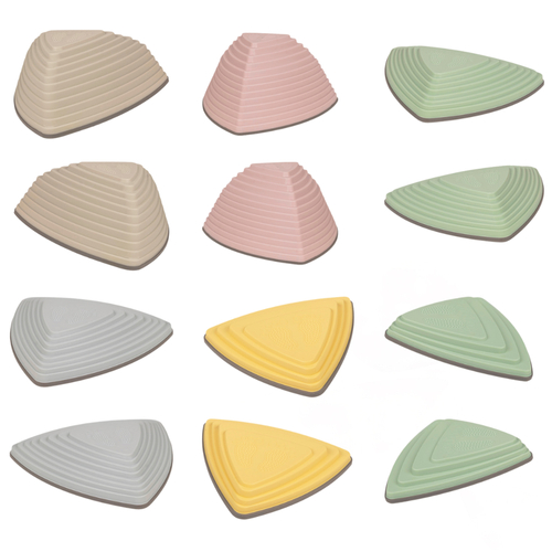 KiddyMoon Pierres de Rivière pour Enfants Pierres d'équilibre River Stones Jeu Sensoriel Motricité l'équilibre Coordination Force Parcours d'obstacles, multicolore, 12 Pieces