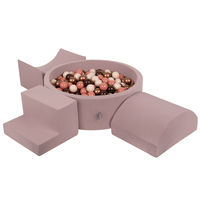 KiddyMoon Aire De Jeux en Mousse avec Rond Piscine à Balles pour Enfants, bruyère: brun/cuivre/beige pastel/saumon, Piscine (200 Balles) + Version 6