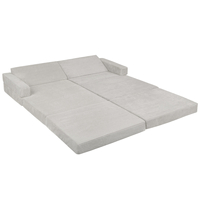 KiddyMoon Canapés Pliant pour Enfants Canapé-Lit Convertible Bébés-Canapé Lit Coucher Salle de Jeux Pliable Matelas au Sol Mini-Canapé Chaise-Lit, gris clair, 140x55x30 cm