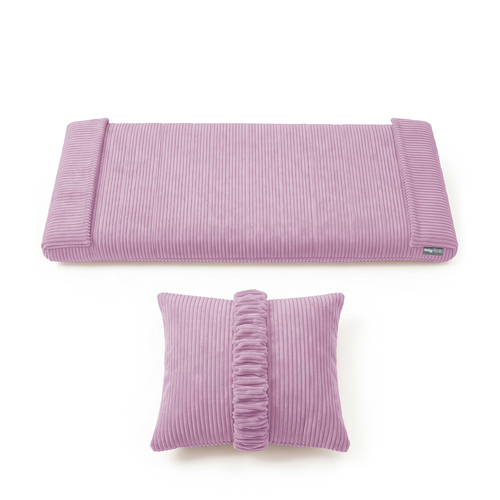 KiddyMoon Matelas avec Oreiller Set pour Planche D'équilibre Housse Amovible en Tissu Côtelé, violet clair, Matelas/Oreiller
