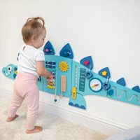KiddyMoon Montessori Planche Activité Dinosaure Pour Enfants Bois Éducatif AB-001, bleu, UNI