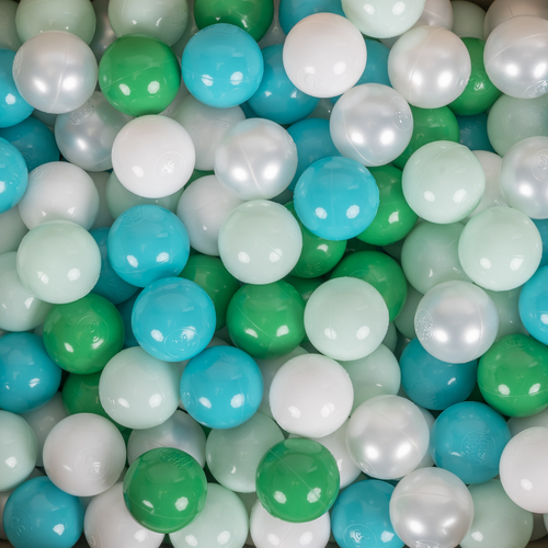 KiddyMoon Balles pour Piscine Colorées ∅6cm Plastique Enfant Bébé Fabriqué en EU, turquoise/blanc/perle/vert/menthe, 50 Balles/6cm