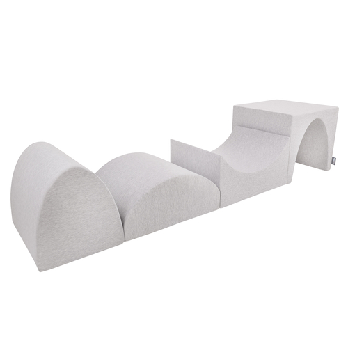KiddyMoon Aire De Jeux en Mousse avec Rond Piscine à Balles pour Enfants, gris clair: gris/blanc/turquoise, Piscine (300 Balles) + Version 1