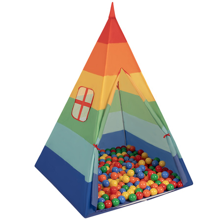 Tipi Tente de Jeu avec Balles Maison de Jeu pour Enfants, multicolore: jaune/vert/bleu/rouge/orange, 100 Balles