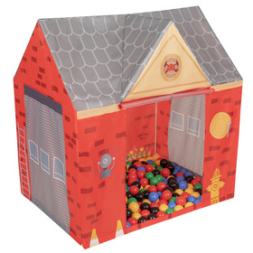 Tente De Jeu Pompier pour Enfants Forme De Pavillon Pour Bébés Design Pliable Tente Pop-Up Réaliste Inspiré Utilisation Intérieure Et Extérieure, rouge-gris: noir/jaune/bleu/rouge/vert, 100 Balles