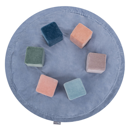 KiddyMoon tapis d'éveil sac à jouets 2en1 pour enfants, bleu glacier:bleu pastel/jaune pastel/blanc/menthe/rose poudré, XL/50 balles