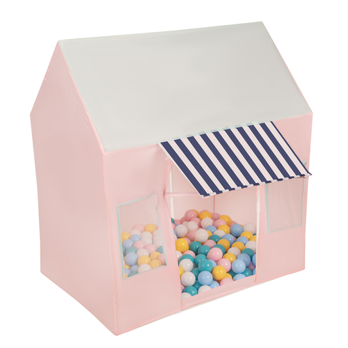 Tente de Jeu Pour Enfants De Magasin De Glaces Forme De Pavillon Pliable En Matériau Respirant Et Résistant Idéal Pour Stimuler La Créativité Intérieur Et Extérieur, rose-menthe: blanc/jaune/babyblue/rose poudré/turquoise, 100 Balles