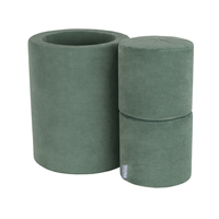 KiddyMoon Aire De Jeux En Mousse Modulable Pour Enfants Avec Housses Amovibles Résistantes Et Matériaux Doux Favorisant Imagination Et Créativité, vert forêt, Tonneau/Puf/Puf