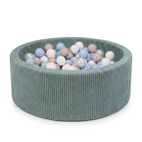 KiddyMoon Piscine Bébé, Piscine À Balles Pour Bébé Et Enfant, Piscine Enfant En Mousse Douce, Housse Côtelée Lavable, Vert: Beige pastel/Bleu pastel/Blanc/Perle, 90x30cm/200 Balles