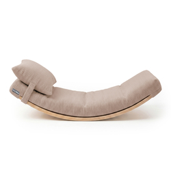 KiddyMoon Planche D'équilibre en Bois Enfant Avec Matelas et Oreiller Balance Board, naturel/beige foncé, Planche D'équilibre/Matelas/Oreiller