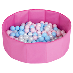 piscine à balles multicolores piscine pliable pour les enfant, rose: babyblue/rose poudré/perle, 100 balles