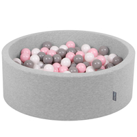 KiddyMoon Piscine à Balles ∅ 7Cm pour Bébé Rond Fabriqué En UE, gris clair:blanc/gris/rose poudré, 90x30cm/200 balles