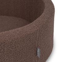 KiddyMoon Piscine à Balles Boules 7 cm pour un Remplissage plus Généreux Pour Bébés au Housse Teddy, Convient dès 8 Mois, brun, 90x30cm/SANS balles