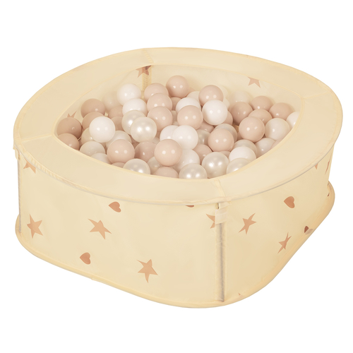 NK-200X piscine aire de jeux pliable avec balles, beige clair: beige pastel/blanc/perle, 400 Balles