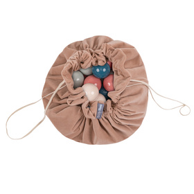 KiddyMoon tapis d'éveil sac à jouets 2en1 pour enfants, rose de sables:turquoise foncé/beige pastel/vert-gris/saumon, XL/50 balles