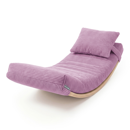 KiddyMoon Planche D'équilibre en Bois Enfant Avec Matelas et Oreiller Balance Board, naturel/violet clair,