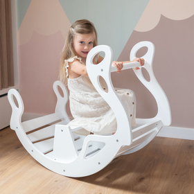 KiddyMoon Bascule pour Enfants Rocker Bébé Balancelle, blanc, 90,6x39x69 cm