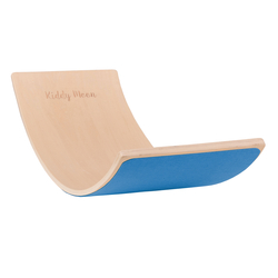 KiddyMoon Planche D'équilibre pour Enfants Planche à Balancer Montessori, Naturelle/Bleu Felt, 83x29,5x1,7 cm/Felt