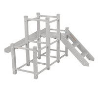 KiddyMoon aire de jeux en bois avec toboggan pour enfants, gris, UNI