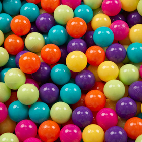 KiddyMoon Aire De Jeux en Mousse avec Rond Piscine à Balles pour Enfants, rose:vert clair/jaune/turq/orange/r.foncé/violet, Piscine (100 Balles) + Marches