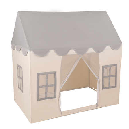 KiddyMoon Tente de Jeux Pour Enfants Maison En Forme De Pavillon Maison Pliable Cabane Enfant Espace Créatif Et Confortable Pour Jouer Intérieur Et Extérieur, blanc-gris: beige pastel/blanc/noir, 200 Balles